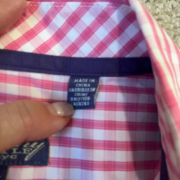 NWOT Jeremy Argle NYC Men's Pink and White Checked Button-down XXL 100% Cotton - Picture 7 of 12